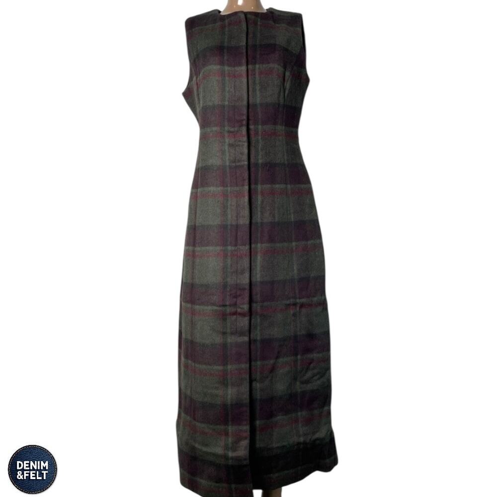 Tuckernuck Forest Plaid Wool Rhoda Midi Dress Sleeveless Classic Fall Winter - Picture 7 of 16